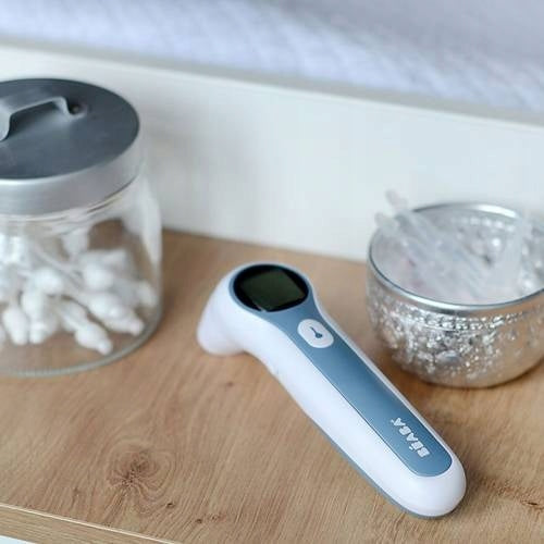 BEABA Thermospeed TERMOMETR BEZDOTYKOWY ekran LCD, bezdotykowy termometr biało-niebieski z wyświetlaczem LCD