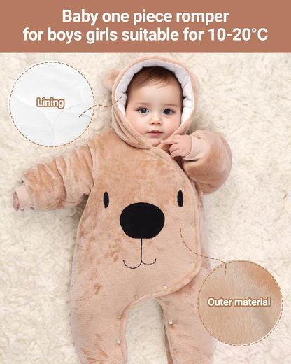 JIAMY mono de invierno con capucha 0-3 meses para bebés