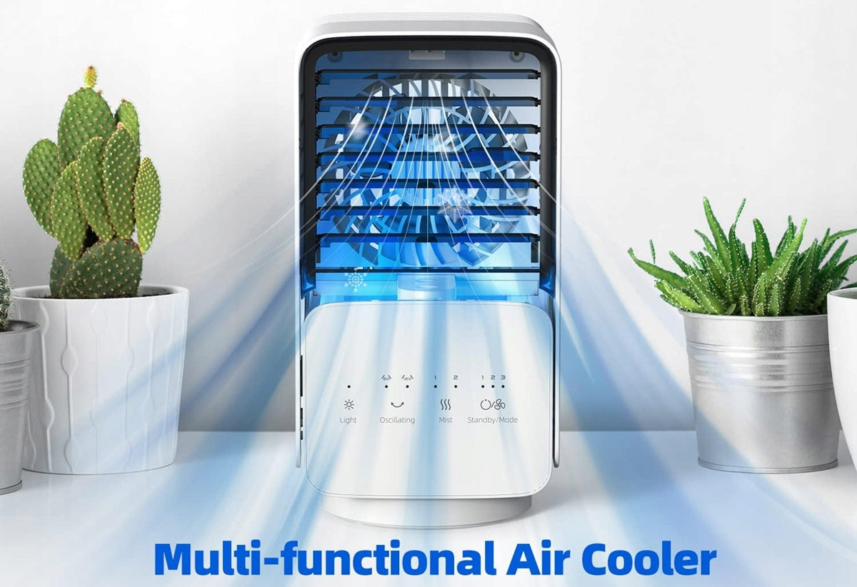OMISOON Mini enfriador de aire climatizador 700 ml con panel táctil y luz