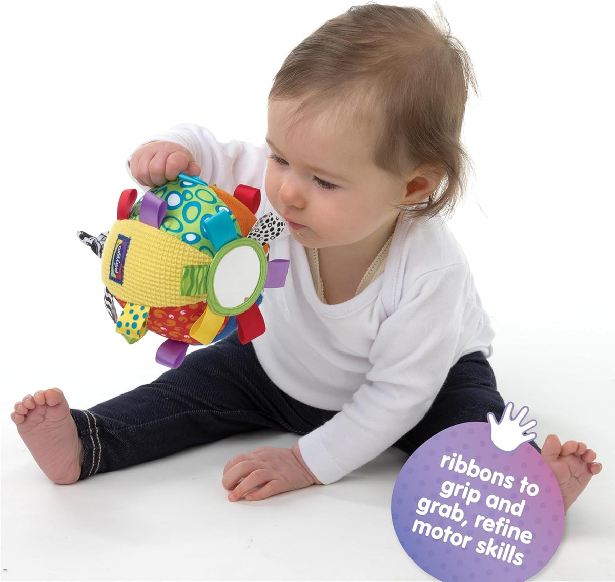 PLAYGRO Loopy Loops pelota sensorial de peluche con espejo y sonajero