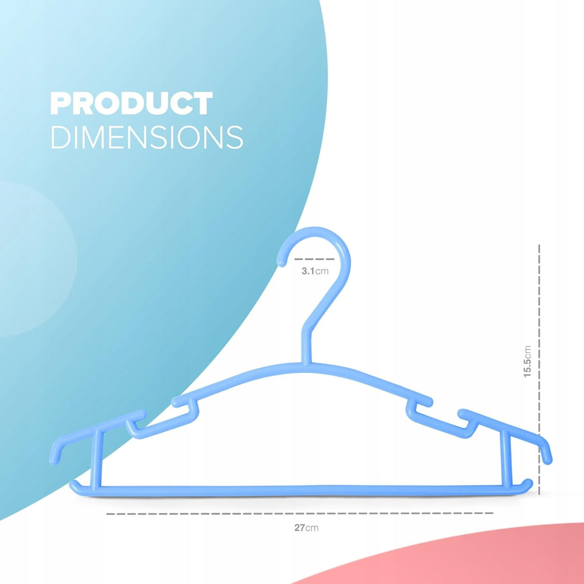 KEPLIN wieszaki x36 kolorowe, antypoślizgowy dziecięcy wieszak 27 cm z wymiarami produktu