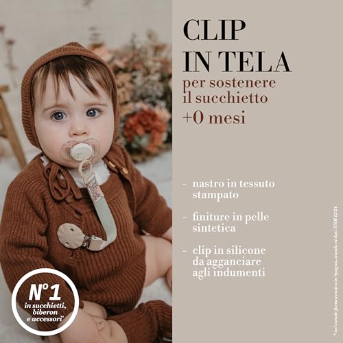 Suavinex zawieszka materiałowa do smoczka Poetry niebieska zawieszka do smoczka dla niemowląt z materiałowym klipsem