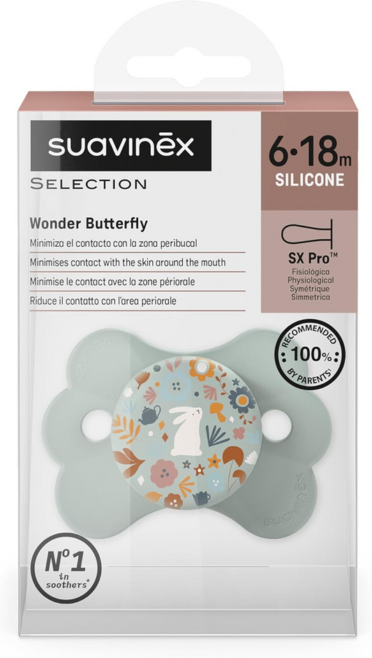 SUAVINEX Wonder Butterfly chupete calmante de silicona 6-18 meses SX PRO