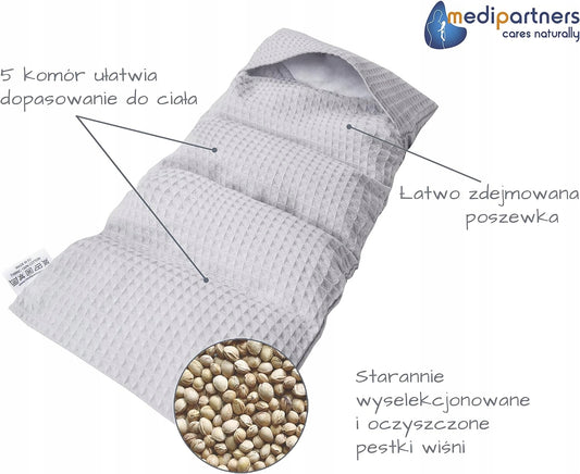 MEDIPARTNERS cojín térmico grande con huesos de cereza 800g 60x20 cm