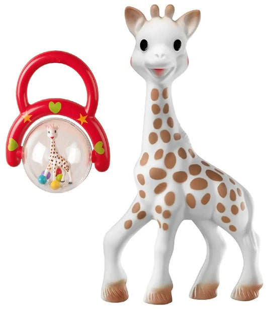 Set Jirafa Sophie para bebés mordedor natural + sonajero