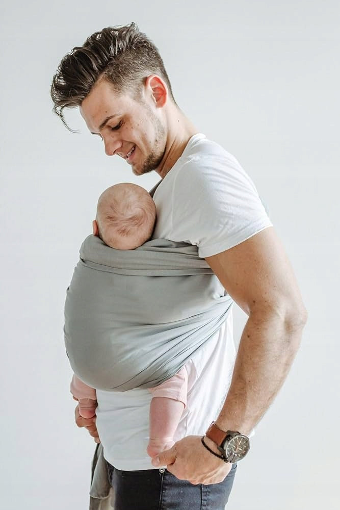 SHABANY chusta kółkowa do noszenia dziecka BAWEŁNA ORGANICZNA, szara, dla 3-15 kg