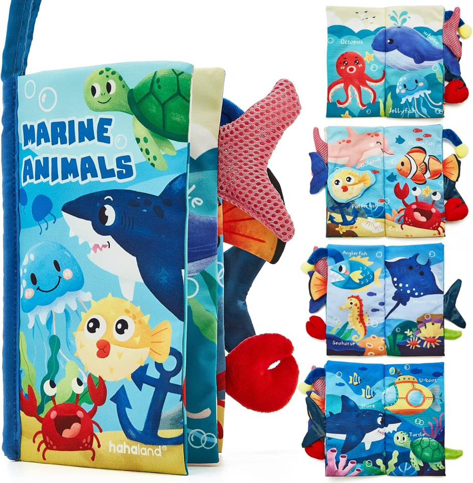 HAHALAND Animales Marinos libro sensorial colgante 12,5 x 22 cm