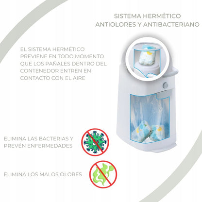 DIAPER CHAMP cubo para pañales con bolsa para basura +/-30 unidades