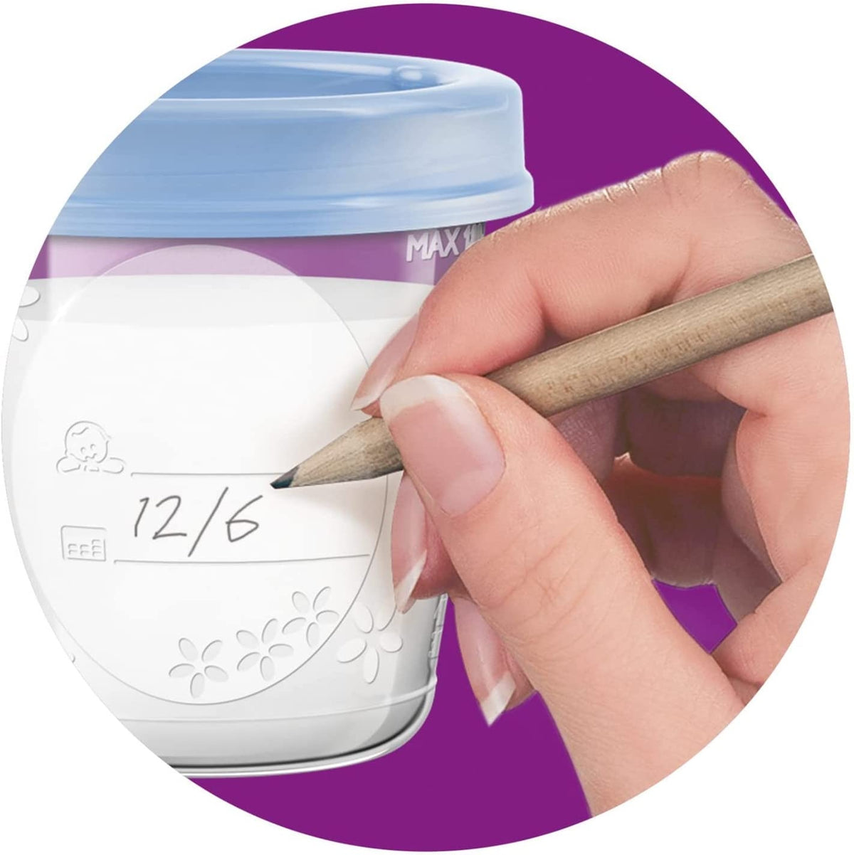 PHILIPS AVENT pojemniki na żywność x5 180ml z etykietą daty i niebieską pokrywką, szczelne, BPA free