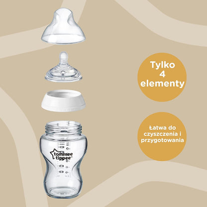 TOMMEE TIPPEE zestaw startowy butelek ANTI-COLIC, butelka Closer to Nature 150 ml, smoczek i łatwe czyszczenie