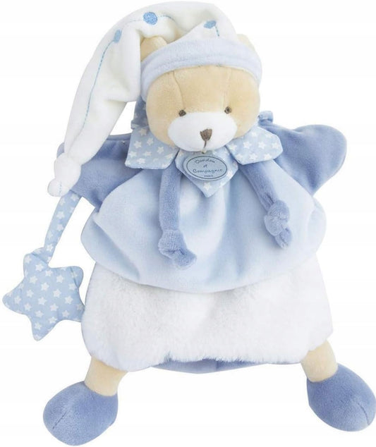DOUDOU et COMPAGNE pacynka przytulanka MIŚ CHOU, niebieski miś Petit Chou 30 cm, miękka przytulanka 0+