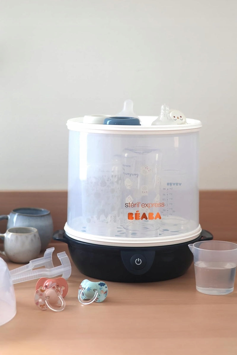 BEABA Esterilizador a vapor 2en1 Steril'Express + pinzas y vaso medidor
