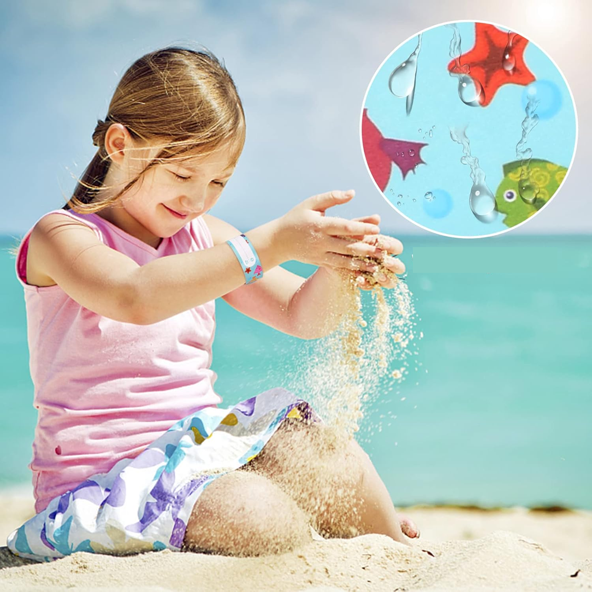 Pulseras SOS impermeables para niños, 6 unidades