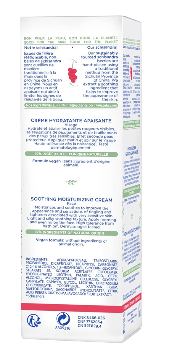 MUSTELA crema hidratante facial para piel muy sensible 40 ml