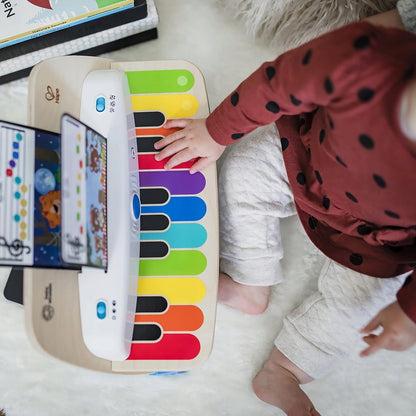 HAPE BABY EINSTEIN drewniane pianinko dotykowe + 5 kart muzycznych, kolorowe pianinko dla dziecka 6 m+