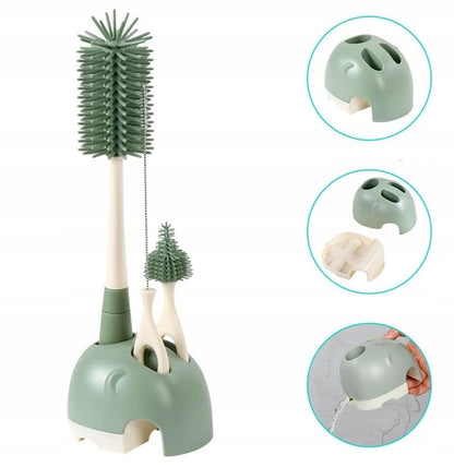 VICLOON set 3 en 1 cepillos de silicona para limpiar biberones, chupetes y pajitas 32cm