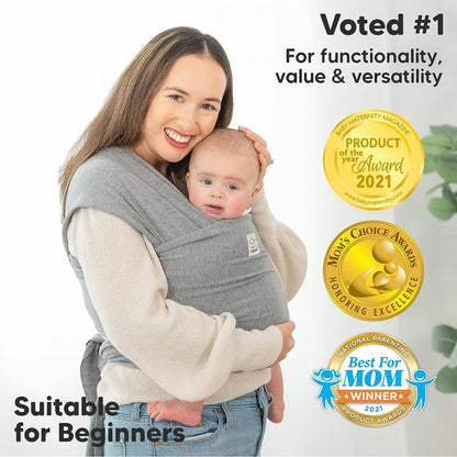 KEABABIES chusta elastyczna do noszenia 520 x 55, szara chusta dla noworodka, wygodna dla początkujących