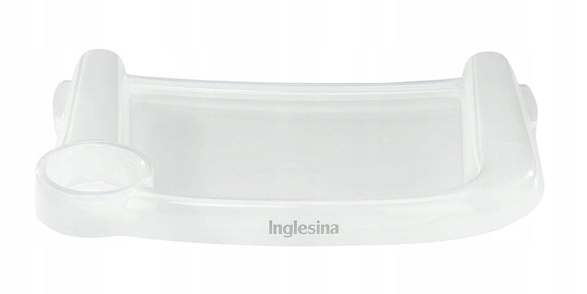 INGLESINA tacka do krzesła turystycznego - biała tacka Inglesina Fast z uchwytem na kubek, plastik, używana