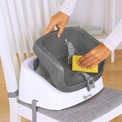 INGENUITY krzesełko do karmienia turystyczne, szare siedzisko SmartClean z pasami bezpieczeństwa, łatwe do czyszczenia