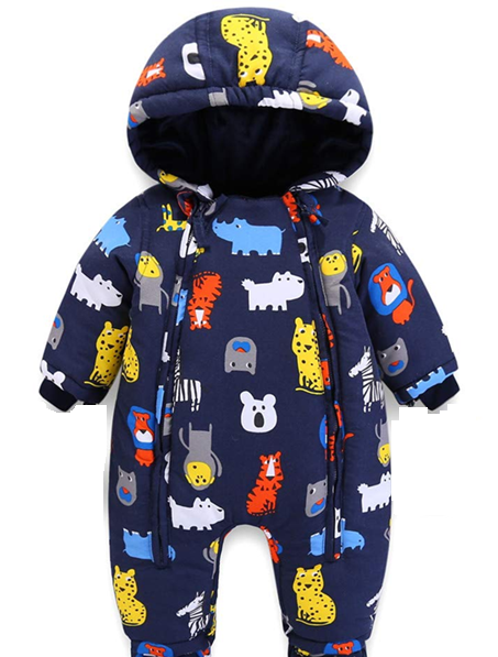 JIAMY mono de invierno con capucha 9-12 meses para bebés