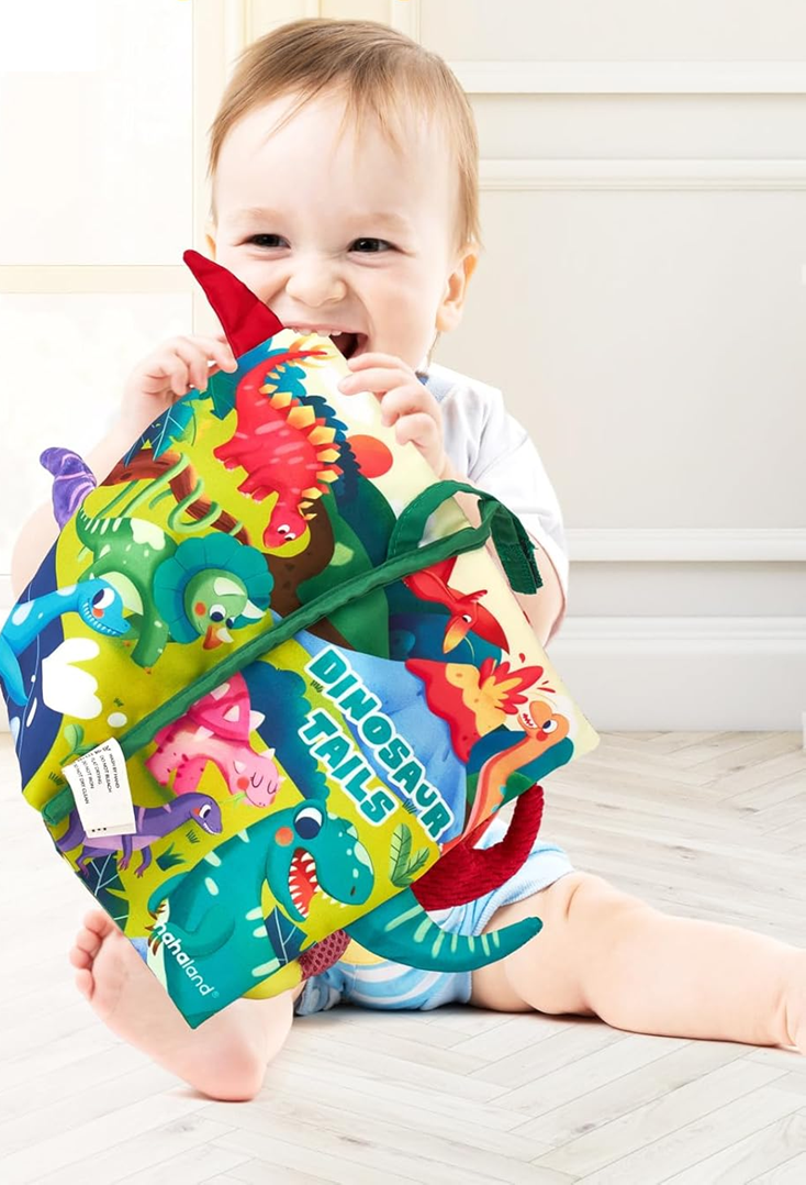 HAHALAND Dinosaur Tails libro sensorial colgante 12,5 x 22 cm