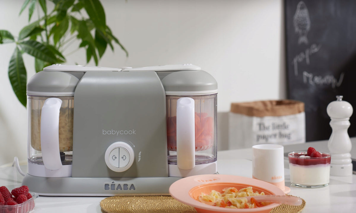 BEABA Babycook Duo ROBOT KUCHENNY 4 w 1 2200 ml, szary parowar i mikser do przygotowania posiłków dla dzieci