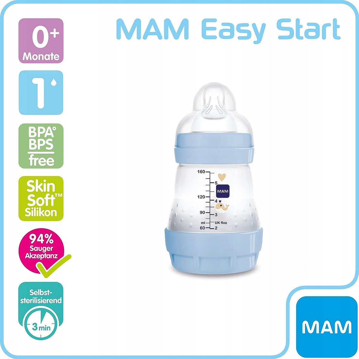 MAM Easy Start biberón anticólicos 160ml 0+