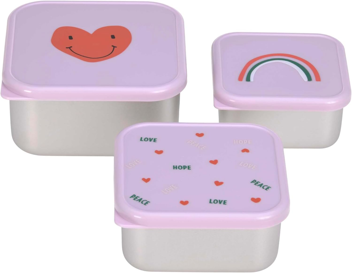 LASSIG Snackbox set de cajas de acero para snacks x3
