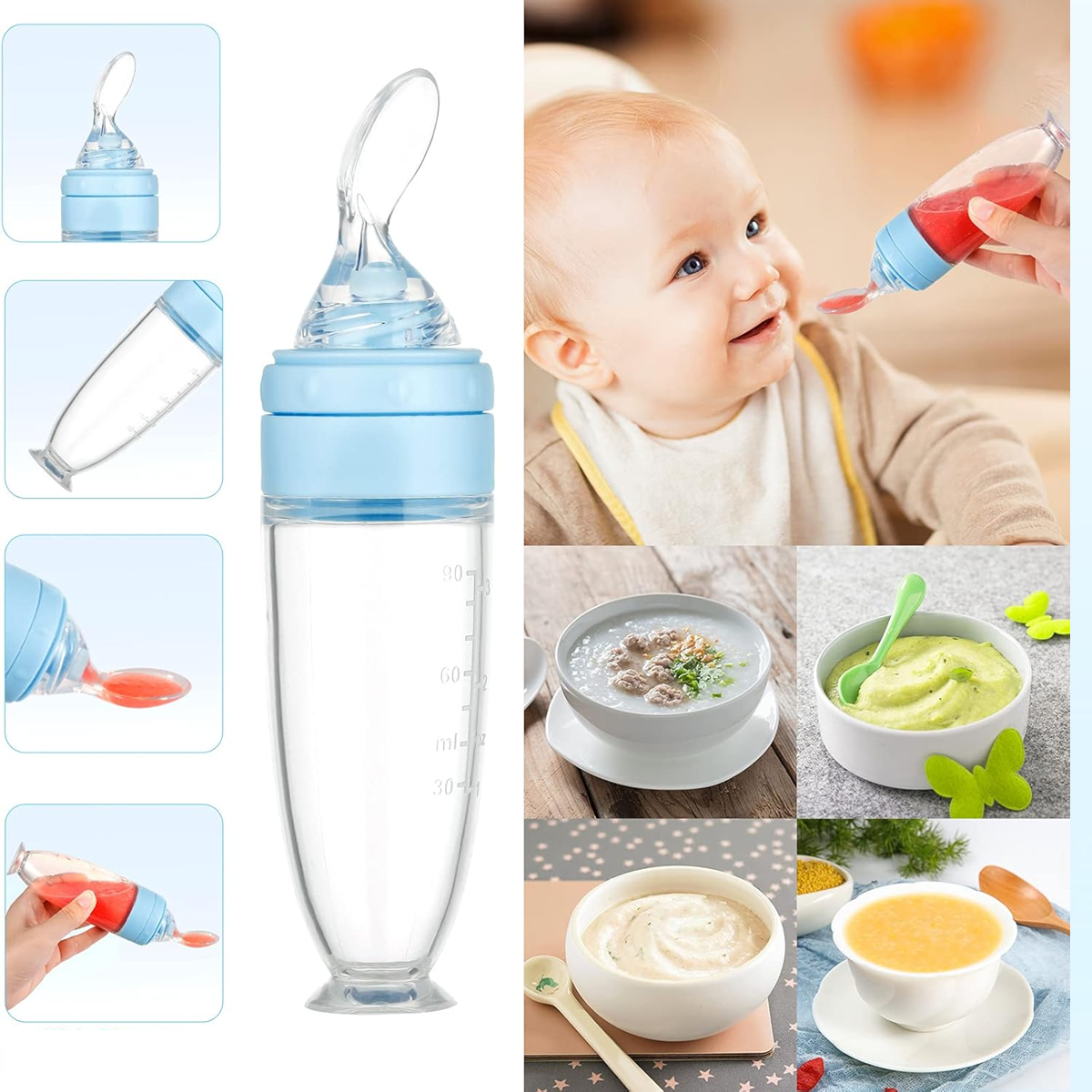 Mordedor dispensador de frutas 2 unidades 6 boquillas + cuchara 90 ml