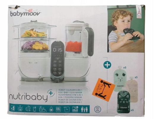 BABYMOOV Nutribaby+ 5 en 1 robot de cocina, vaporera, batidora y esterilizador