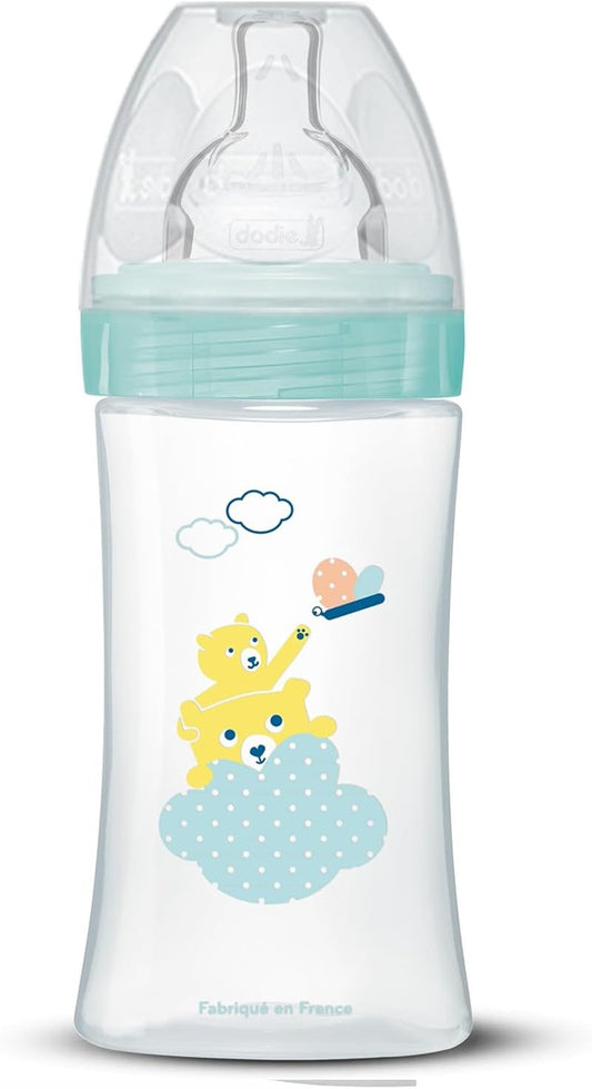 DODIE Sensation+ botella 270 ml tetina 2 flujo medio 0-6 m OSO y LEÓN