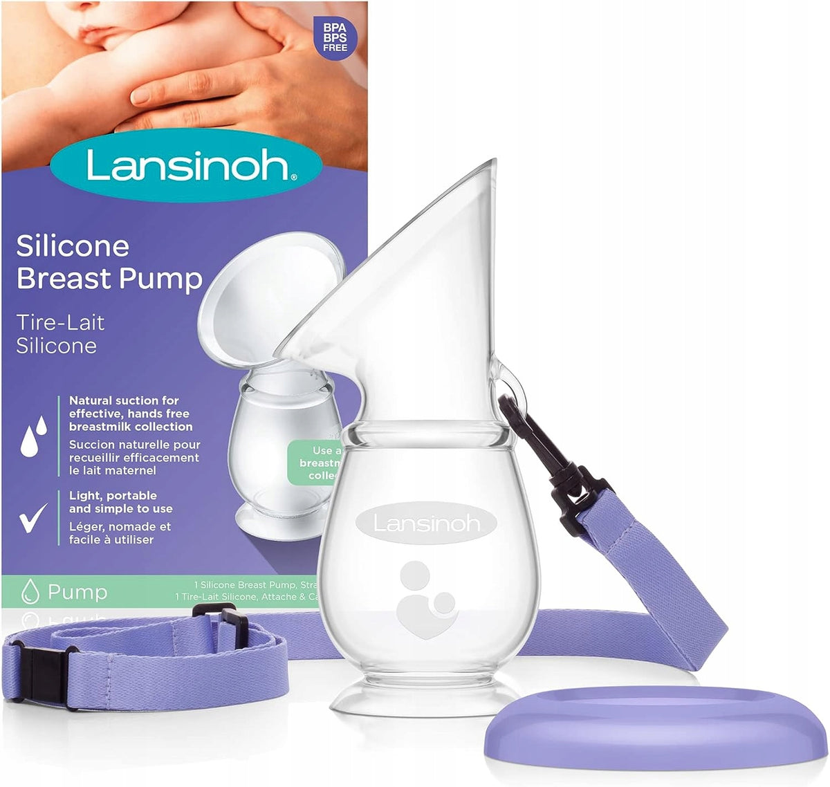 LANSINOH kolektor silikonowy do mleka, BPA free, lekki i przenośny, do dyskretnego zbierania mleka kobiecego