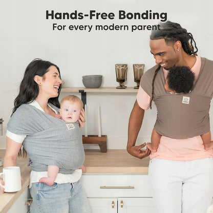 KEABABIES chusta elastyczna do noszenia 520 x 55 szara, hands-free bonding dla noworodka i rodziców