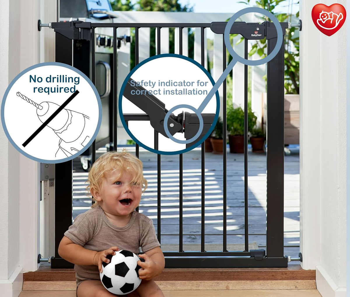 BABY DAN PREMIERE barrera de seguridad para escaleras, instalación sin taladrar, 112-119,3 cm