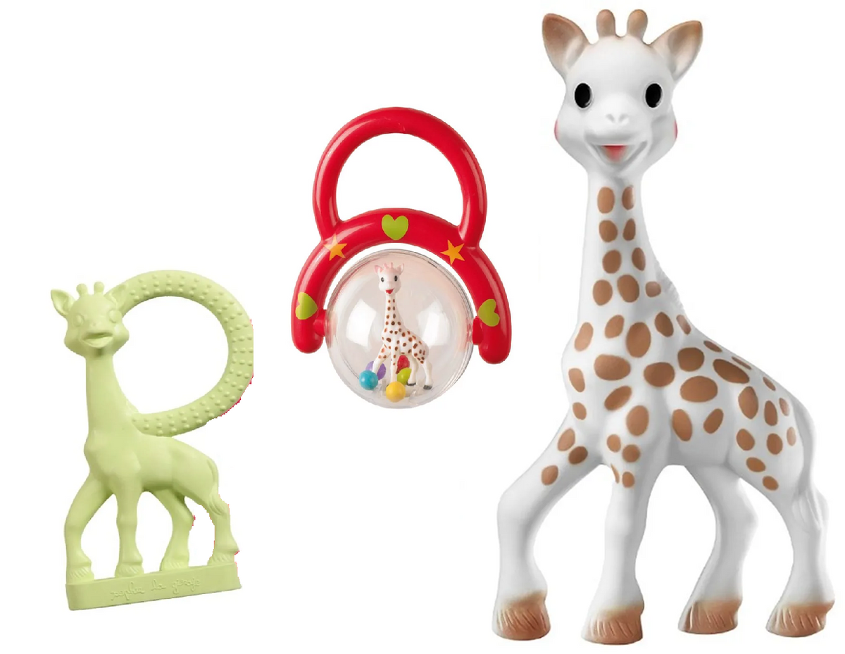 JIRAFA SOPHIE set para bebés mordedor natural sonajero 3 piezas