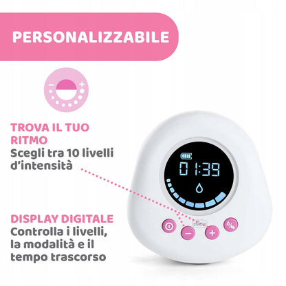 CHICCO Naturally laktator elektryczny różowy, personalizowany, 10 poziomów intensywności i cyfrowy wyświetlacz