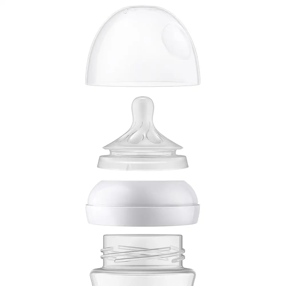 PHILIPS AVENT Natural Response szklana butelka 120 ml 0+ smoczek 2, przezroczysto-biała, z kapturkiem