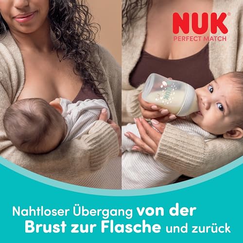 NUK Perfect Match butelka antykolkowa 260 ml 3m+ dla niemowląt, idealna do karmienia z piersi i z butelki