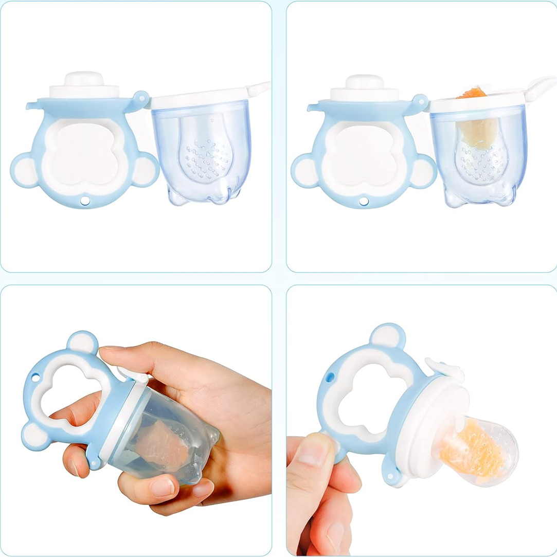 Mordedor dispensador de frutas 2 unidades 6 boquillas + cuchara 90 ml