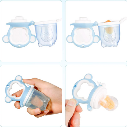 Mordedor dispensador de frutas 2 unidades 6 boquillas + cuchara 90 ml