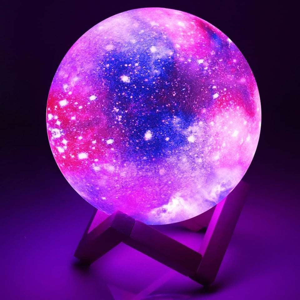 Lámpara nocturna Galaxy Luna 16 colores con mando a distancia y base LUNA