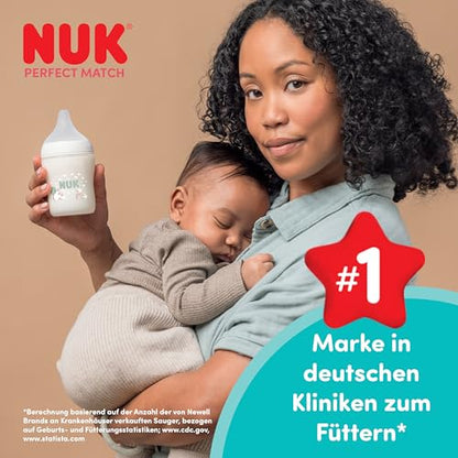 NUK Perfect Match butelka antykolkowa 260 ml 3m+ dla niemowląt, mama karmi dziecko, system antykolkowy