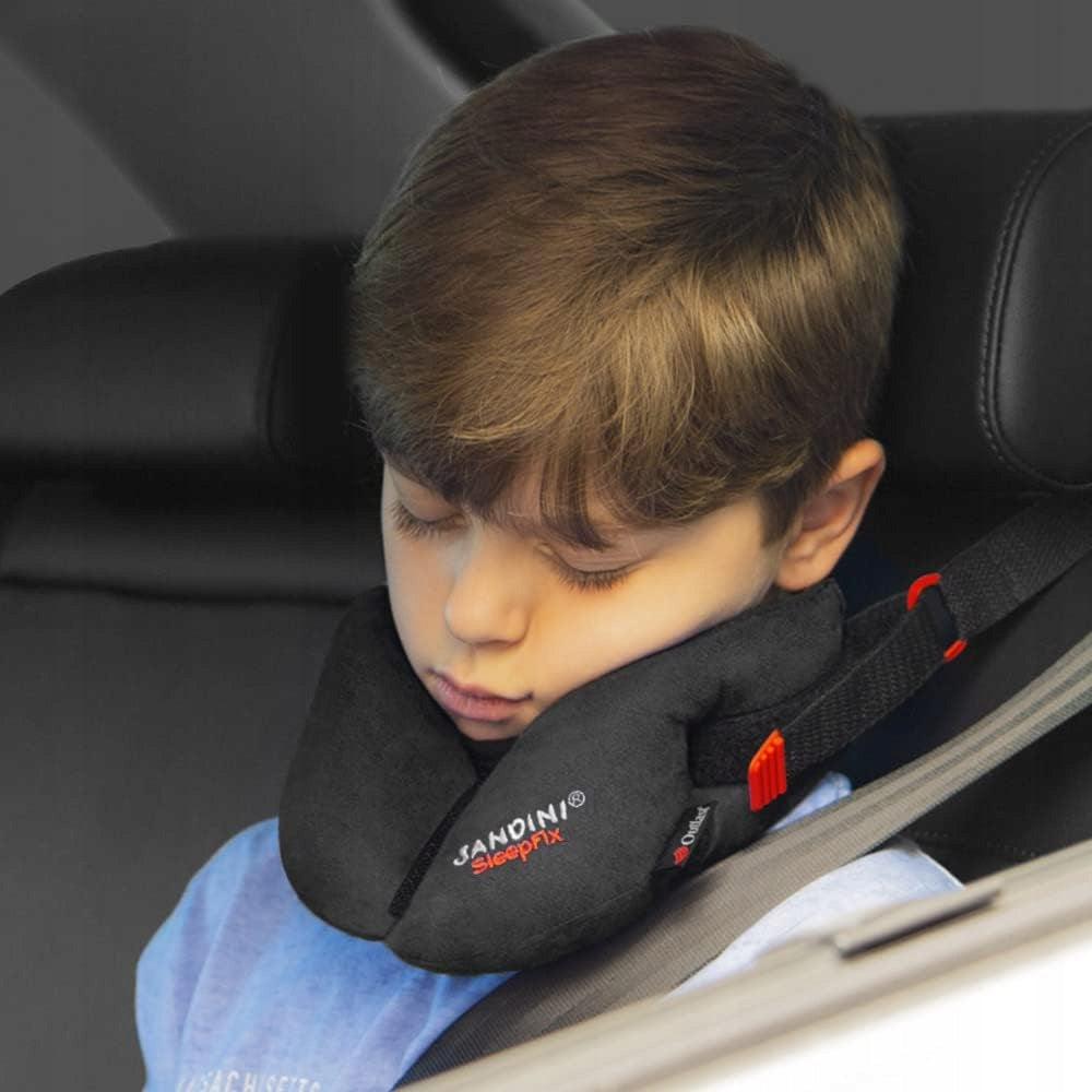 SANDINI SleepFix Kids poduszka stabilizująca 18 m+ dla dziecka śpiącego w foteliku samochodowym, czarna