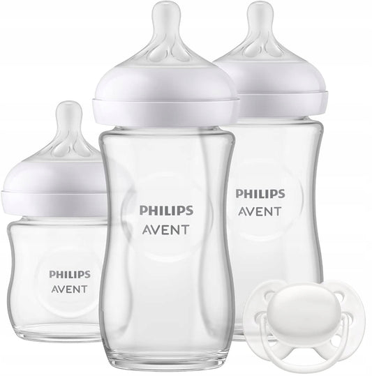 PHILIPS AVENT Natural Response set de 3 biberones de vidrio + chupete