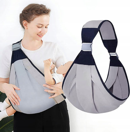 GYTERA nosidełko PAS chusta do 15kg, miękkie nosidło dla dziecka, szaro-granatowe, łatwe w użyciu