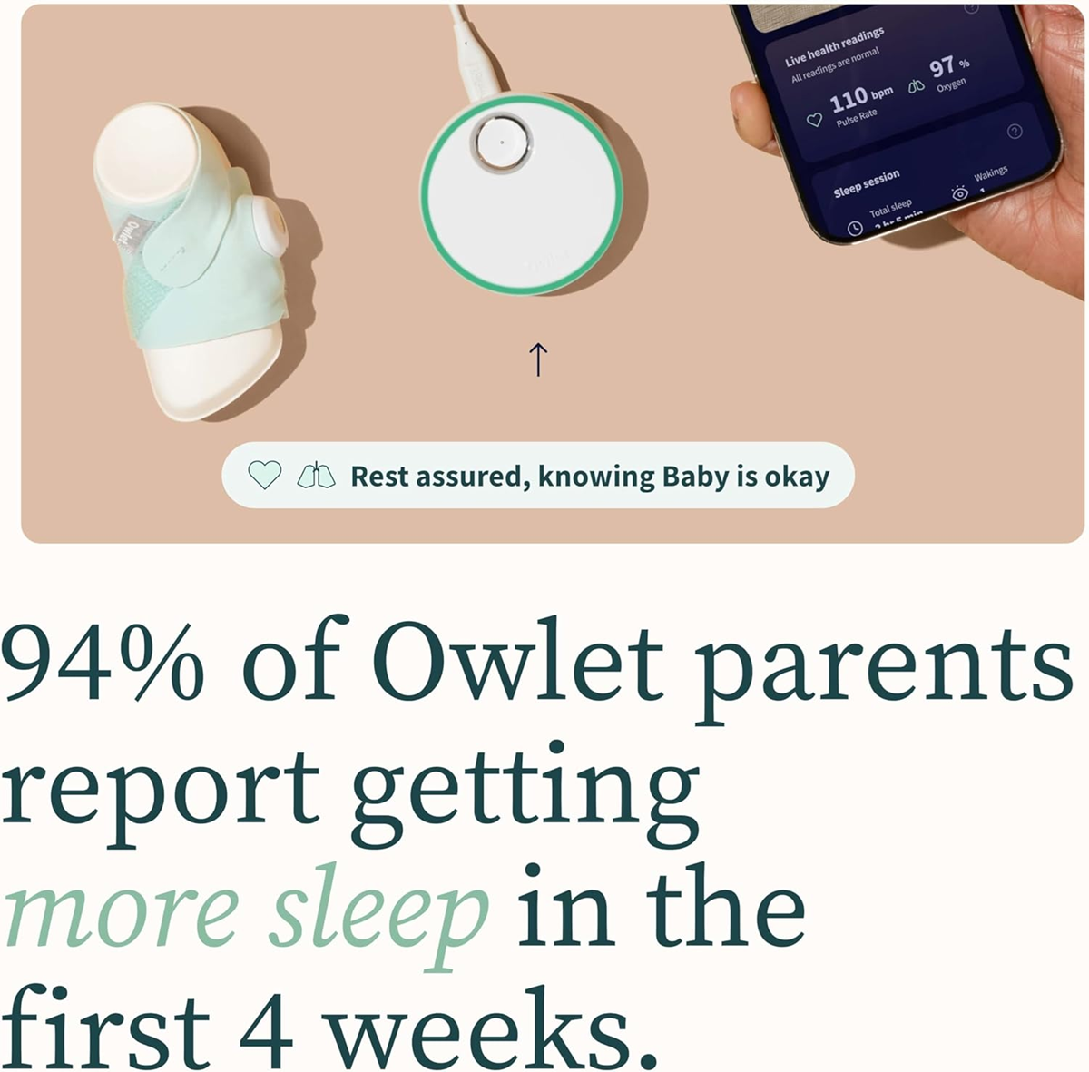 OWLET DREAM SOCK pulsioxímetro 2 en 1 para bebés 0-18 meses