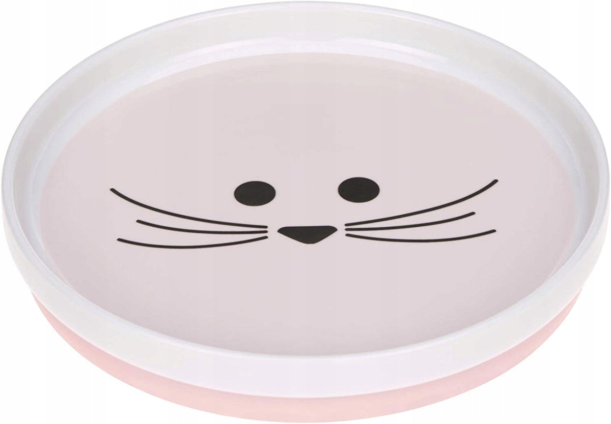 LASSIG Little Chums zestaw naczyń porcelanowych, porcelanowa miseczka dziecięca biało-różowa z antypoślizgową podstawą