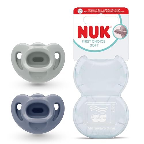 NUK First Choice Soft smoczki uspokajające 0-6 mies. silikonowe smoczki ortodontyczne w etui