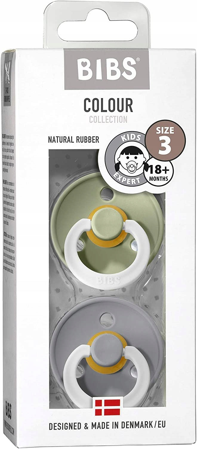BIBS COLOUR GLOW smoczki uspokajające 2pack kauczuk 18 msc+ ŚWIECĄCE, natural rubber, rozmiar 3