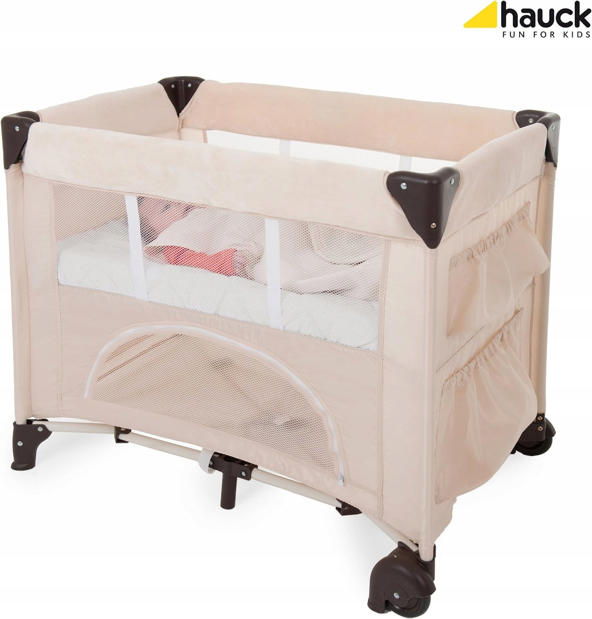 HAUCK BED ME prześcieradło ochronne na materac 120x60 do łóżeczka turystycznego, szare, miękkie i elastyczne